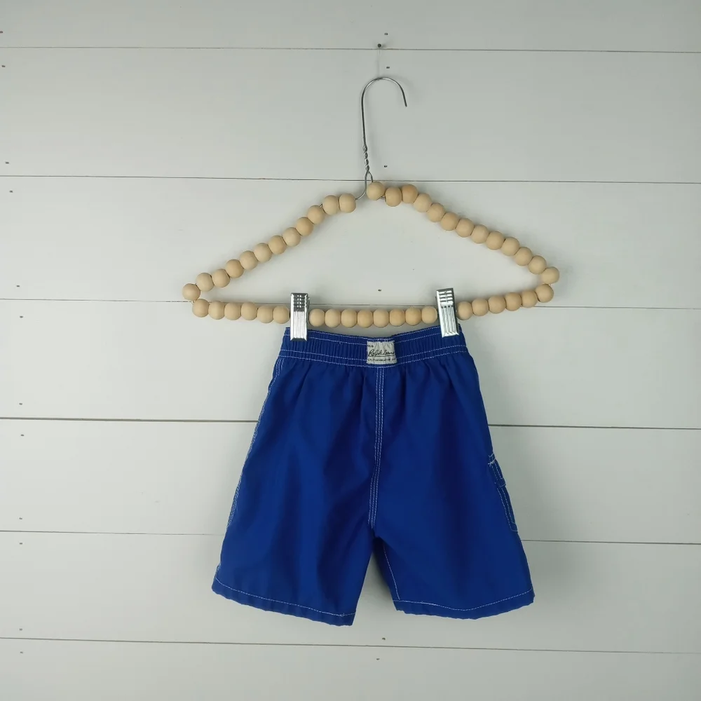 Polo Ralph Lauren boys size 12 mos royal and navy blue stripe swim trunks